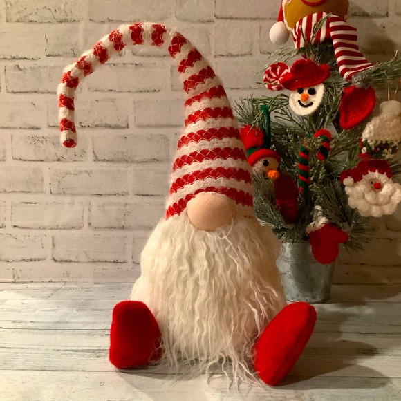 Winter Farmhouse Striped Hat Christmas Gnome - Picture 2 of 5